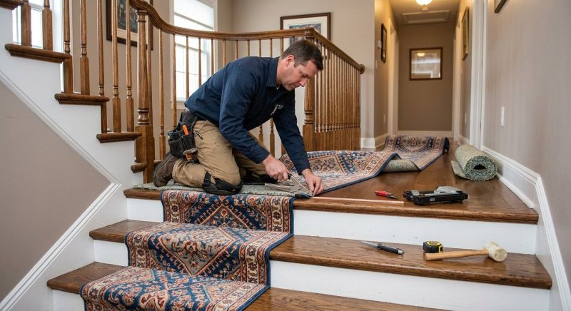Stair Runner Installation in Old Bridge, NJ